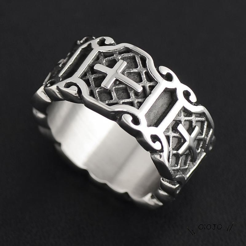 【COD】Cincin Model Salib Tertutup Gaya Punk Rock Retro Untuk Pria