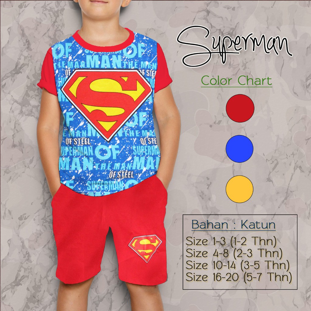 Setelan Anak  Laki Laki 2 9 Thn Superhero Superman Man Of 