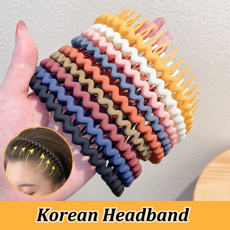 Headband Poni Rambut Gelombang Warna Solid Untuk Aksesoris Wanita