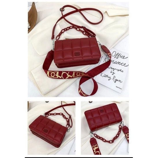 tas selempang  Korea import premium motif kotak