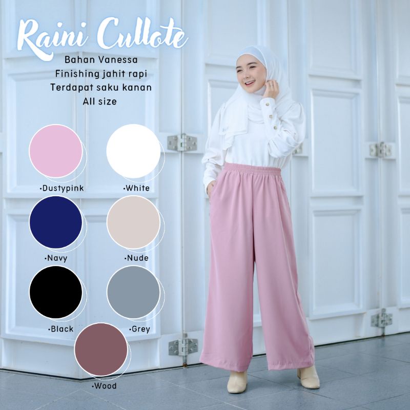 New - Celana/Kulot Pants Panjang Polos - Raini Cullote - Bahan Vanessa - All size fit to L