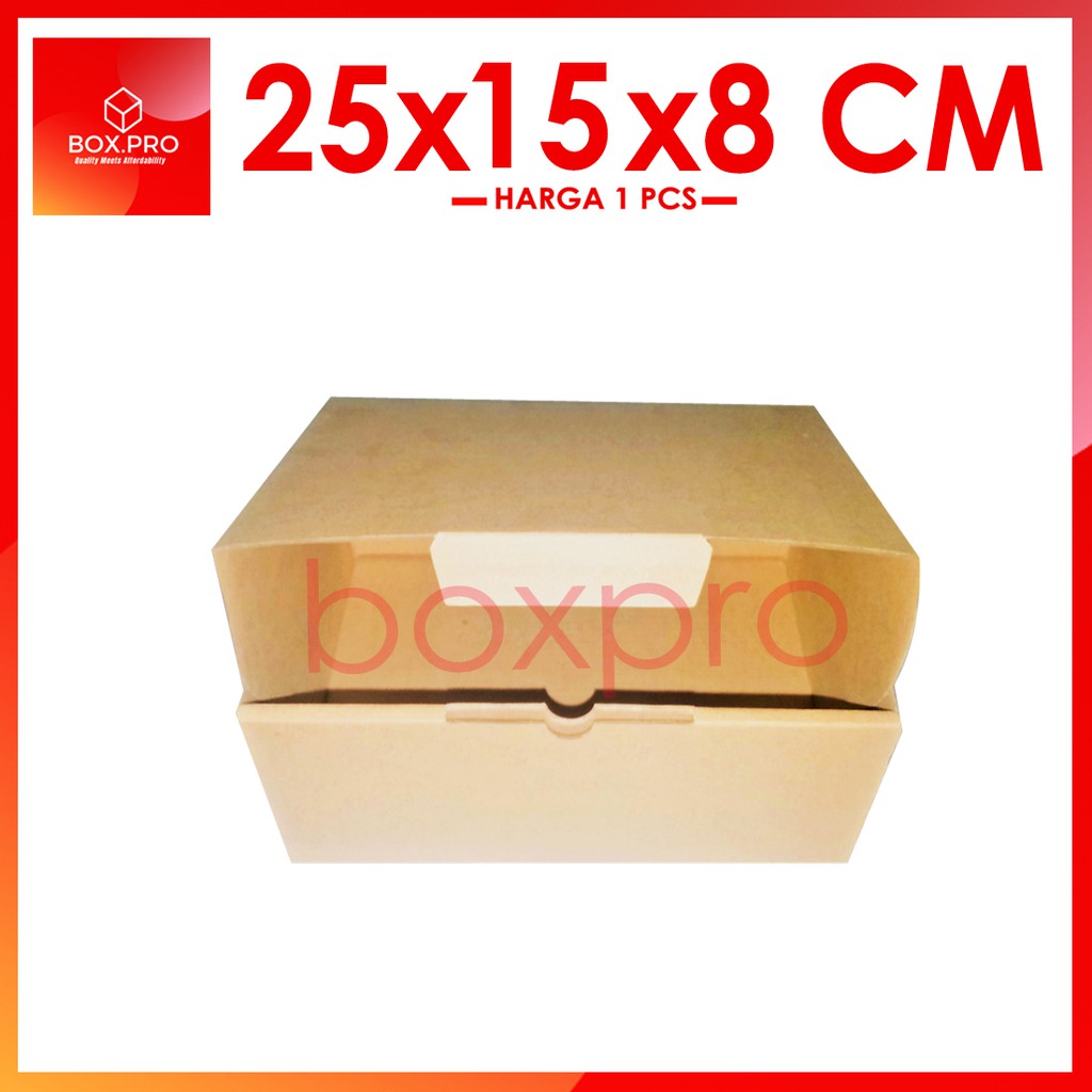 

Kardus Dus uk 25x15x8 cm (ECER) Die Cut Box Kotak Packing Aksesoris Baju Makanan Pizza Hijab Kue