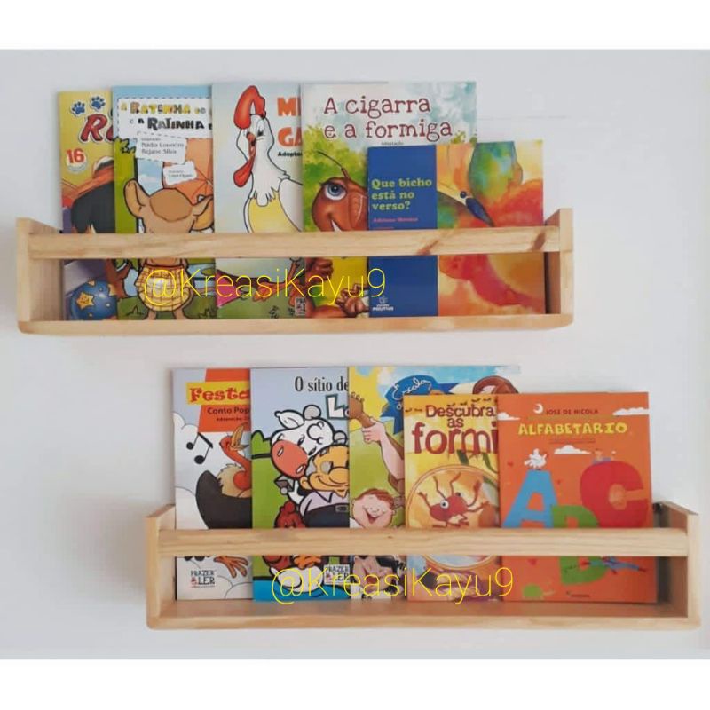 Rak buku minimalis lucu unik kayu