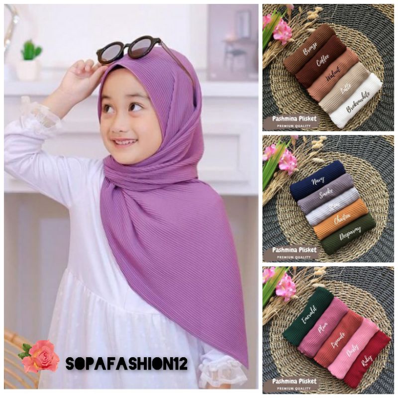 PASHMINA SYAL PLISKET ANAK-ANAK PROMO(BELI 8-9 PCS GRATIS 1)TERLARIS/PASHMINA PLISKET HYGET PREMIUM-3