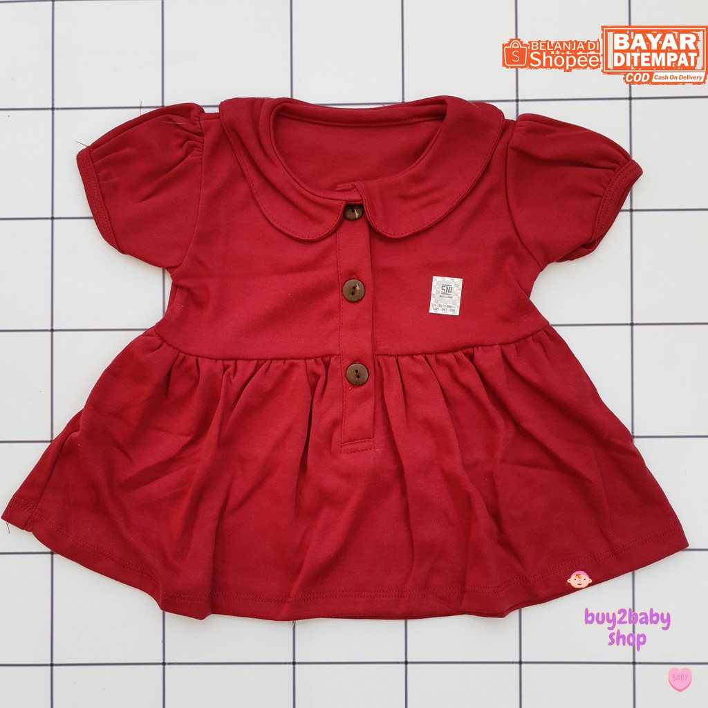 Setelan dress bayi plus celana dalam soft color bahan premium NIA 6-9 Bulan
