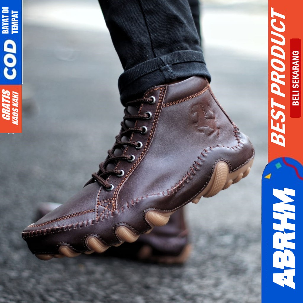 ABRHM X BM Sepatu kasual Pria Sepatu Pria Casual Kulit Asli Original Sepatu Pria Kulit Casual Sepatu Kerja Kantor Semi Formal Kuliah Kondangan Gaya keren Kekinian Murah Terlaris