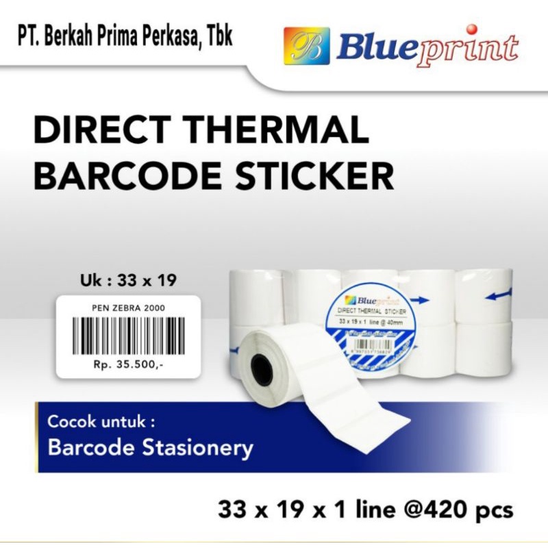 Direct Thermal Sticker  33x19x1 / Label Stiker BLUEPRINT 33x19x1 Line Isi 420