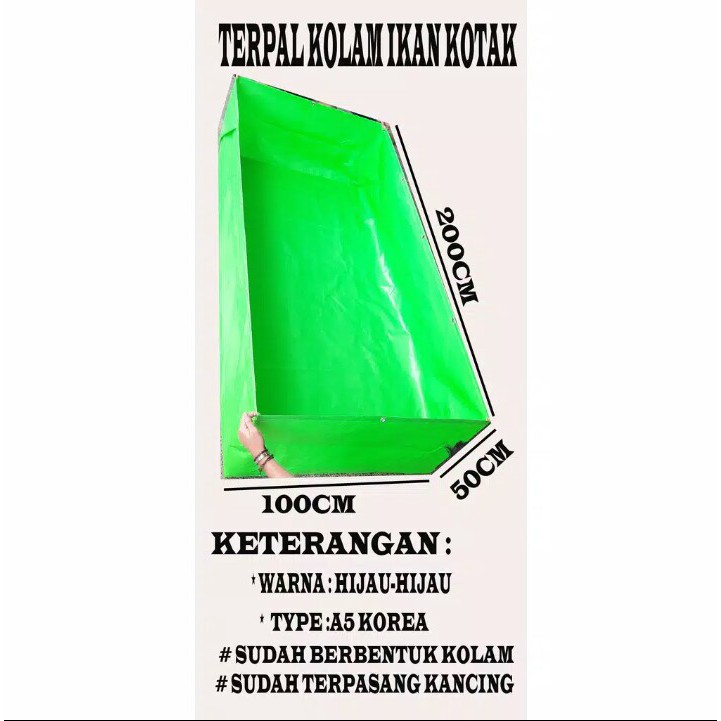 TERPAL KOLAM IKAN LELE UK(200X100X50) A5 KOREA ORIGINAL COCOK BUAT TERNAK IKAN LELE IKAN NILA & KOI