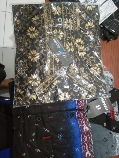 Trolistore Grosir Baju Batik Koko Motif Bintang Lima Pjg Lengan Panjang Sablon Emas Batik Muslim