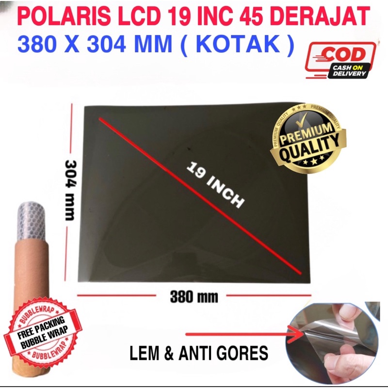 POLARIZER 19 INCH 45 DERAJAT DIMENSI KOTAK 380 x 304 MM POLARIZER LCD MONITOR PC 19 INCH 45 DERAJAT