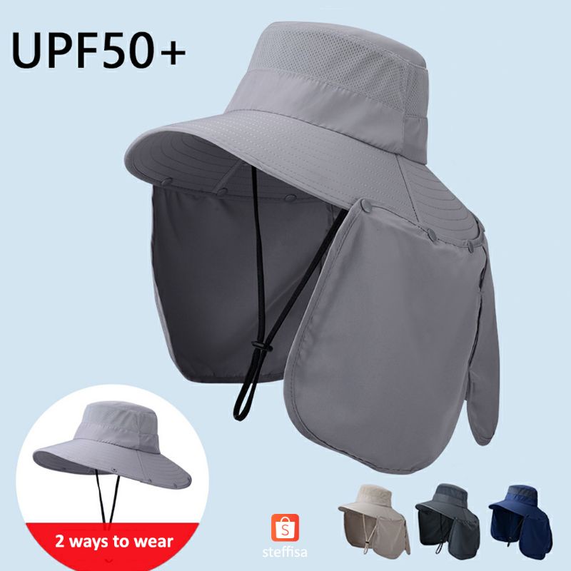 TOPI NELAYAN 2in1 | fisherman outdoor hat impor anti UV matahari cepat kering ringan breathable pelindung wajah leher unisex pria wanita dewasa musim panas