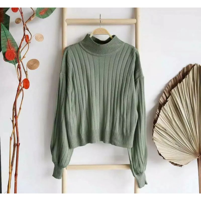 JOVANKA RAJUT OVERSIZE TURTLENECK KNITWEAR SWEATER RAJUT TANGAN BALON BB 40 - 65 KG BAHAN HALUS ADEM NYAMAN DI PAKAI TEBAL PREMIUM