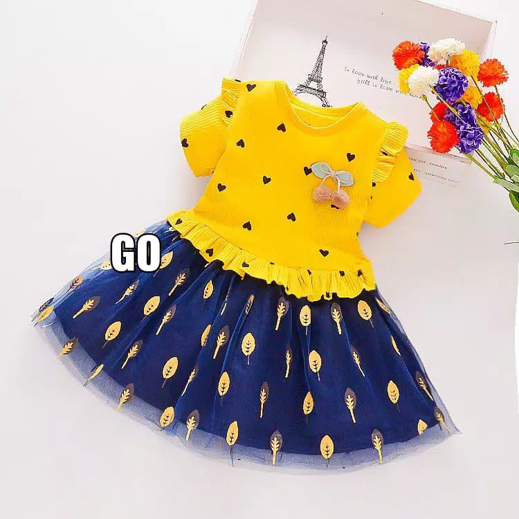 gos DRESS IMPORT LOVE BOLTZ PDK EBV Baju Dress Anak Perempuan Import Lengan Pendek