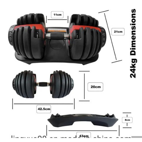 Gym Fitness Automatic 24kg/52.5lb Adjustable Dumbbell Set