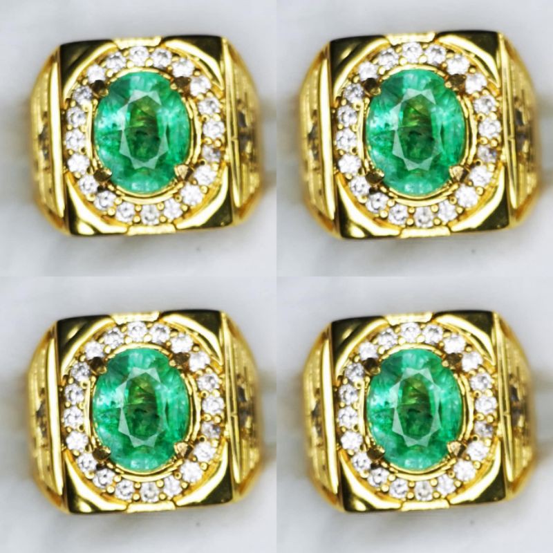 Cincin Pria natural emerald beryl / jamrud colombia moderate topnlister crystal