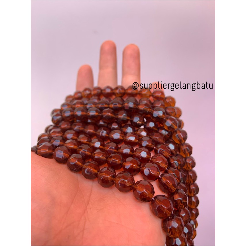 kristal bola dunia cutting 10mm Brown quartz COKLAT TUA kuarsa acc