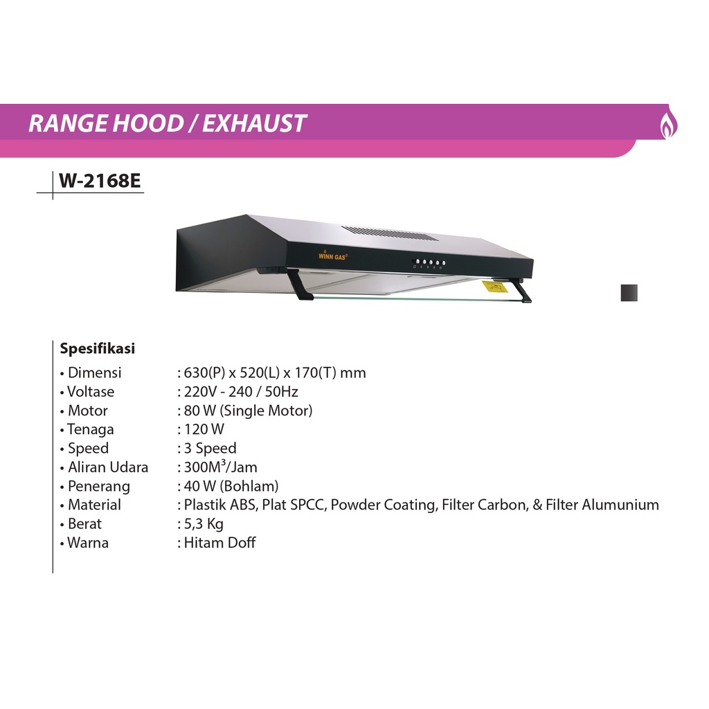 Winn Gas Penghisap Asap Dapur 60 cm  / COOKER HOOD W-2168E