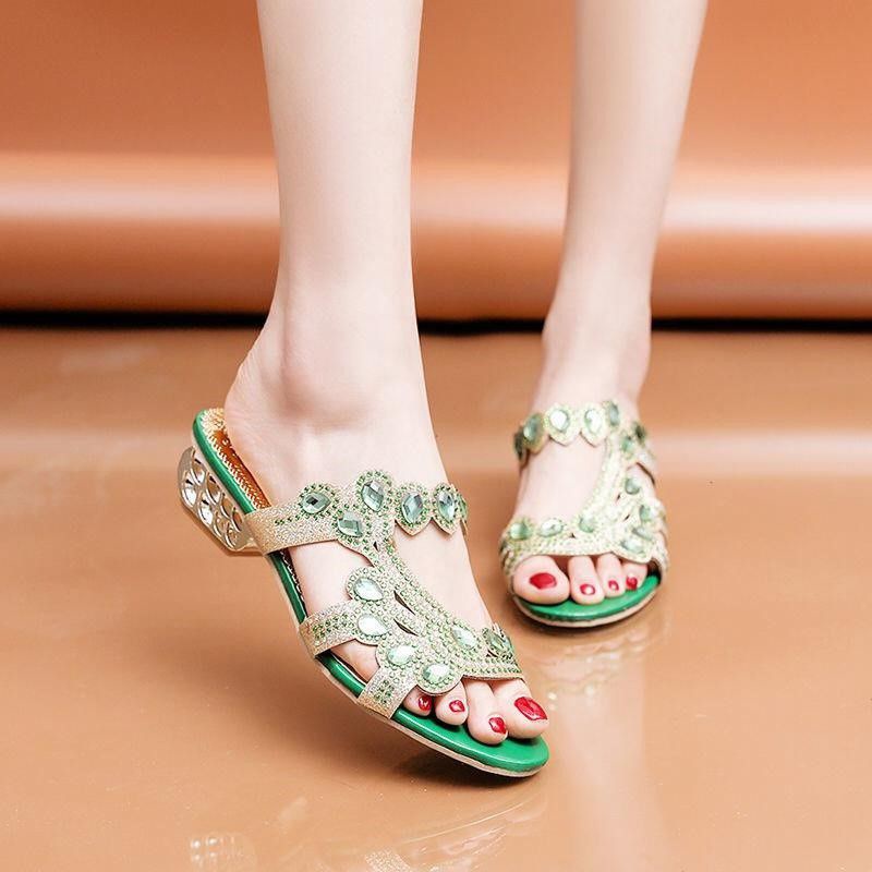 Sandal Heels Wanita Import 8806-02   Sandals Heels Hak Tahu 3cm Pesta Mewah Wanita Import Sepatu Import