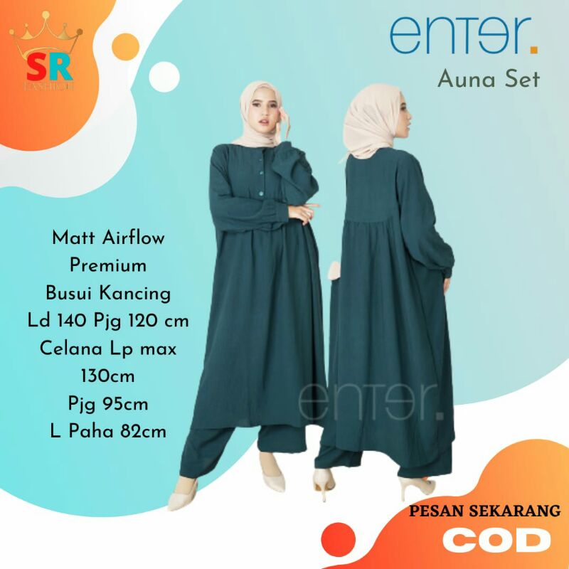 Enter Auna Set Jumbo Wanita Ld 140 Stelan Big Size Setelan Long Tunik Oversize Setcel XXXXL Motif Po