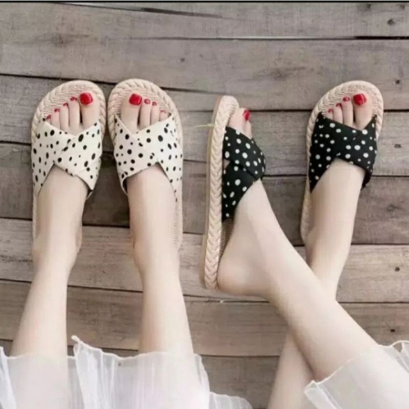 RDR sandal suede etnik polkadot