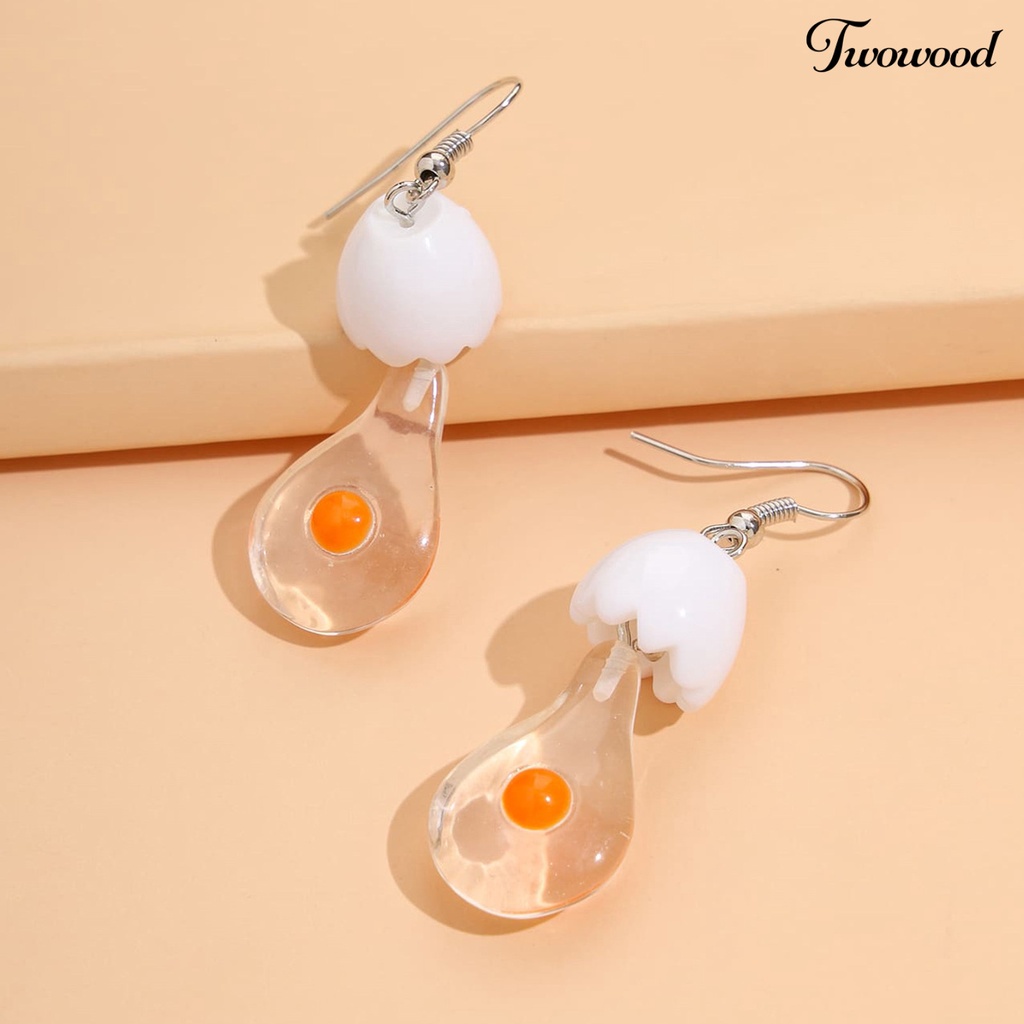 Twowood 1 Pair Drop Earrings Bulb Shape Broken Egg Women All Match Lightweight Cute Hook Earrings for Daily Wear