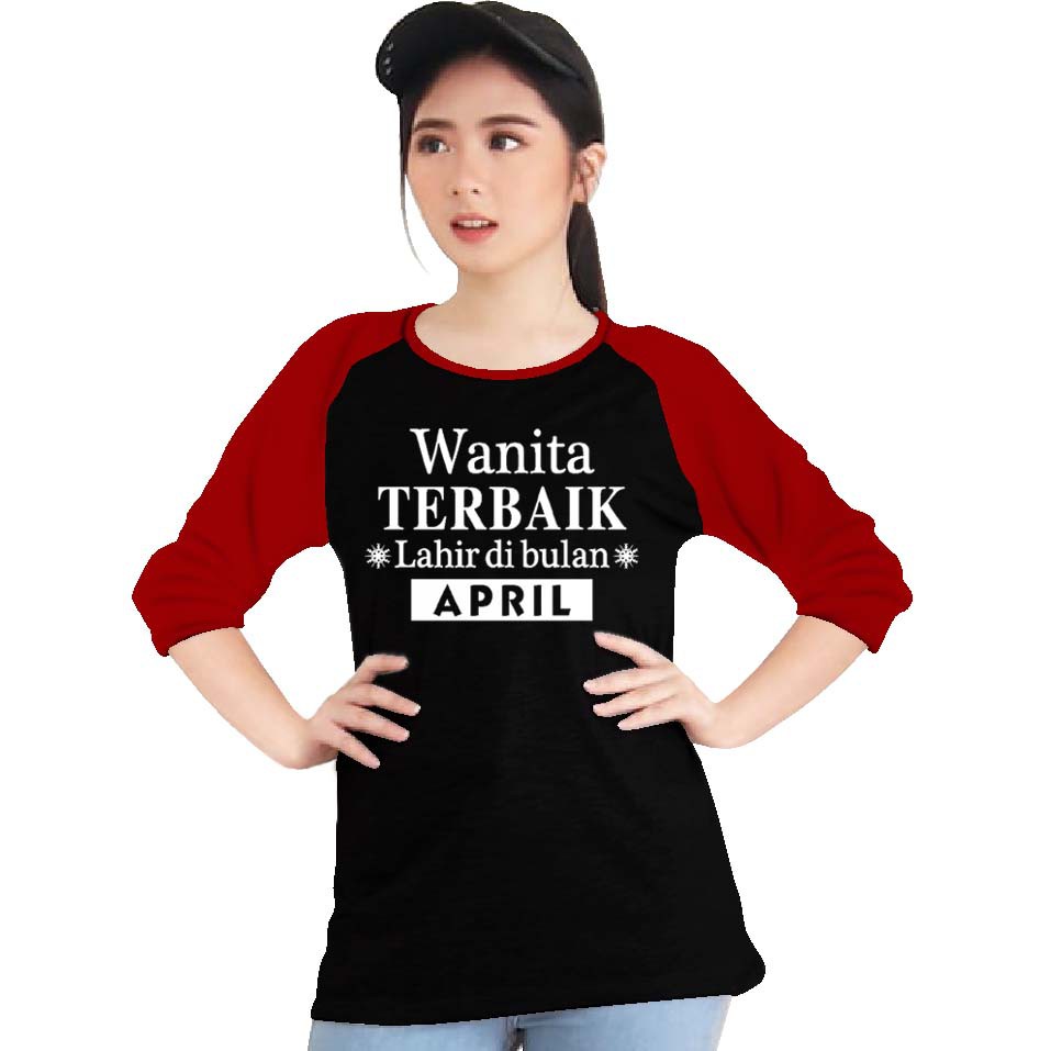 Kaos Raglan (APRIL)/Kaos Wanita Lengan 3/4/ Kaos Wanita/ Kaos Cowok/ Kaos Oblong/Misty