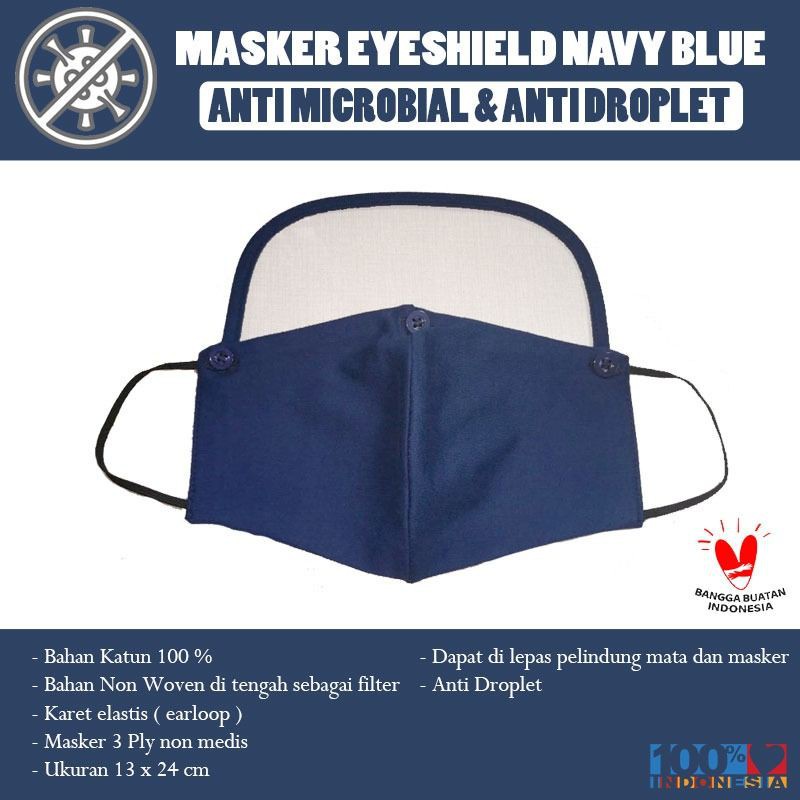 1 Set Eye Shield + Masker Kain 100% Katun Combed 3 ply / Masker Eye Shield Pelindung Muka