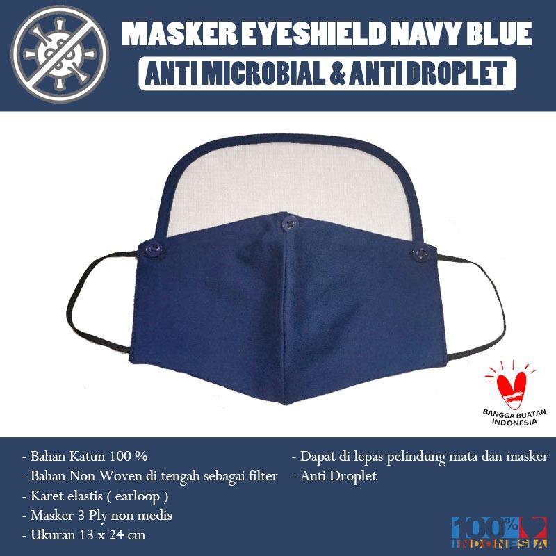 1 Set Eye Shield + Masker 100% Katun Combed 3 Ply Bagian Tengah Interlining Sebagai Filter