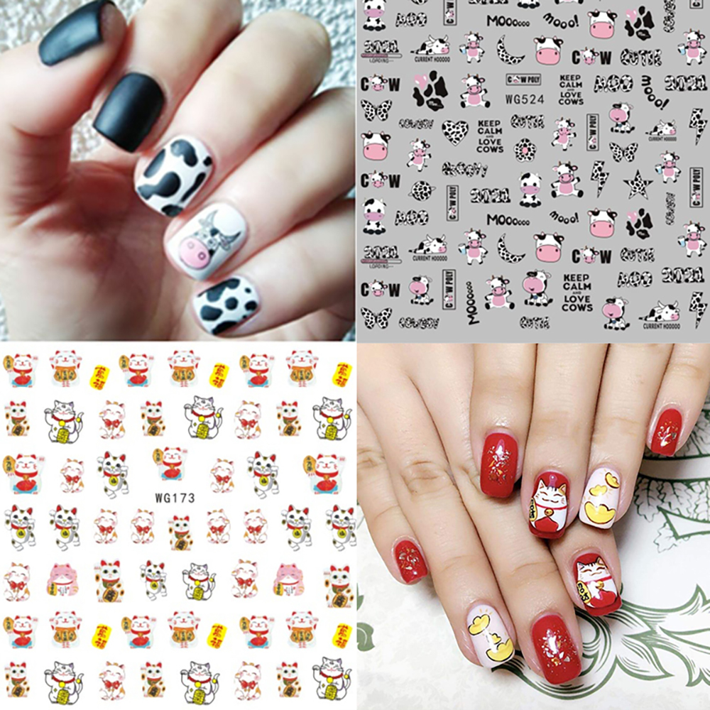 Stiker Kuku 3d Desain Kucing Keberuntungan Tahun Baru China Untuk Dekorasi Manicure Nail Art Diy 2021