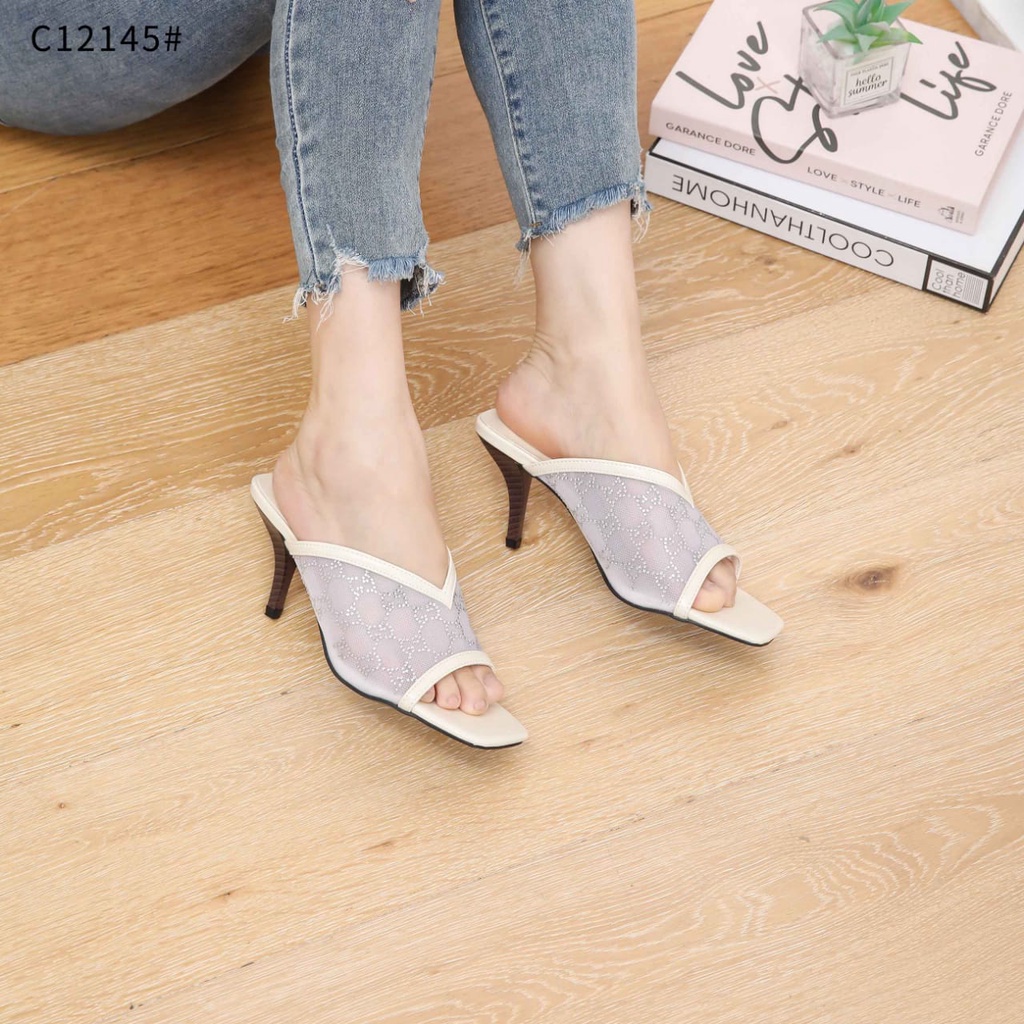 GC GG Mid-Heel Open-toe Diamond Pump Heels Sendal C12145