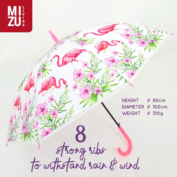 [CLEARANCE SALE] FLAMINGO GARDEN Rain Umbrella Payung Hujan Fashion Korea Semi Doff Translucent