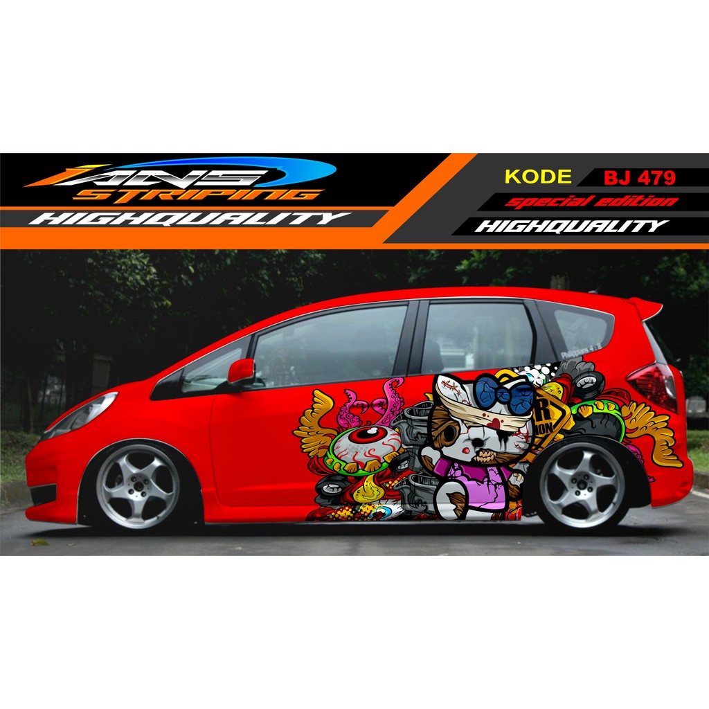 STICKER MOBIL JAZZ, AGYA, AYLA, SIGRA, YARIS / STIKER MOBIL ANIMASI / VARIASI MOBIL HELLO KITTY