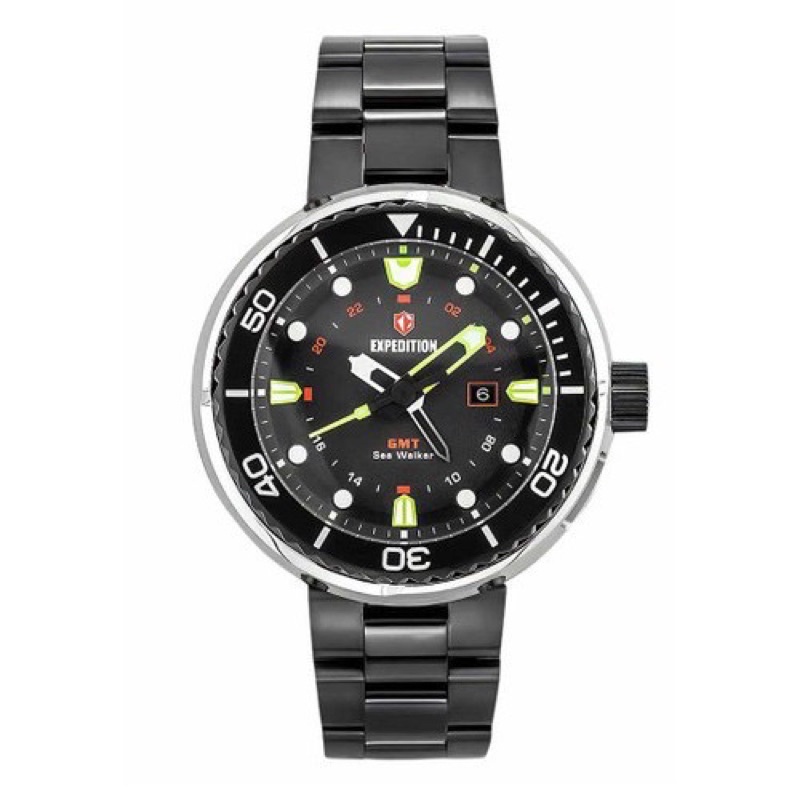 Jam Tangan Pria Expedition 6727 E-6727  Black Silver Stainless Steel