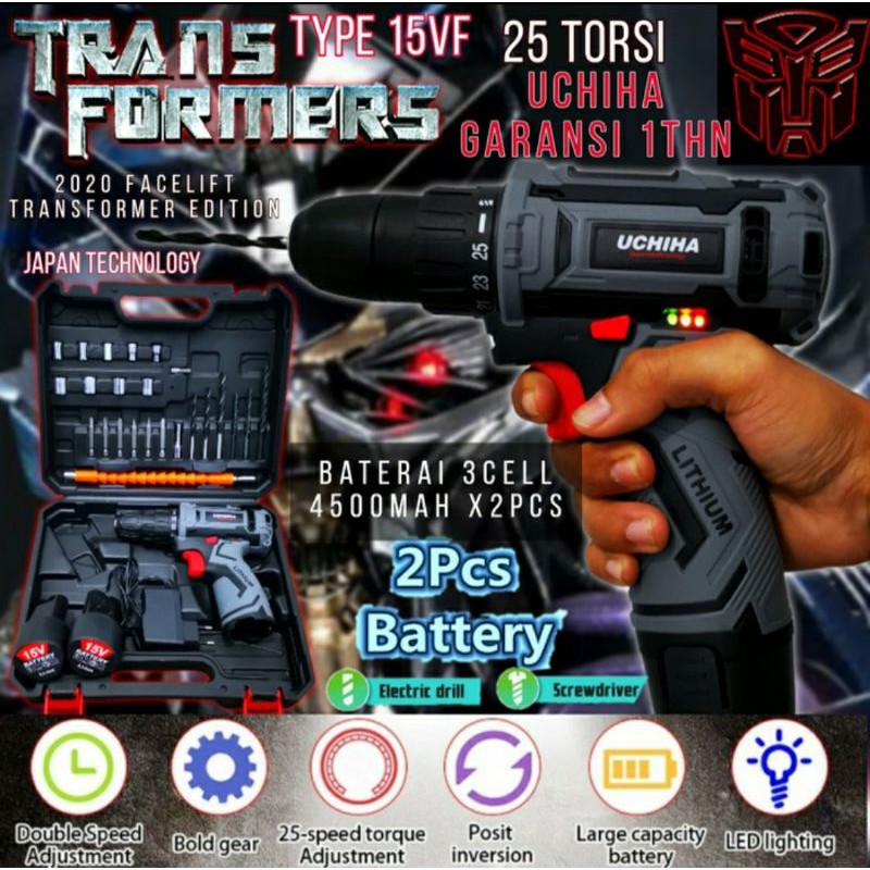 Mesin Bor Cordless 15V Uchiha Japan