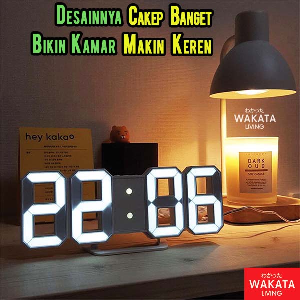 THOME Jam Meja Dinding Digital 3D LED Clock Bentuk Angka Modern Minimalis