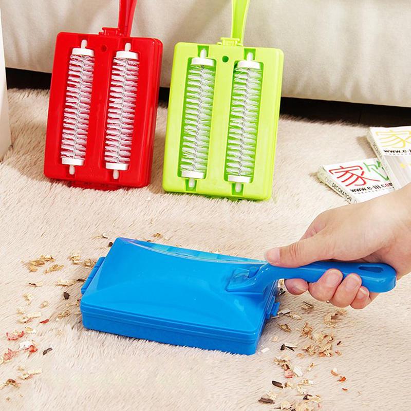 Kreatif Kepala Sikat Ganda Karpet Sofa Brush Handheld Sweeper Crumb Dirt Pet Hair Cleaner Roller Sikat Pembersih Rumah Penghilang Debu