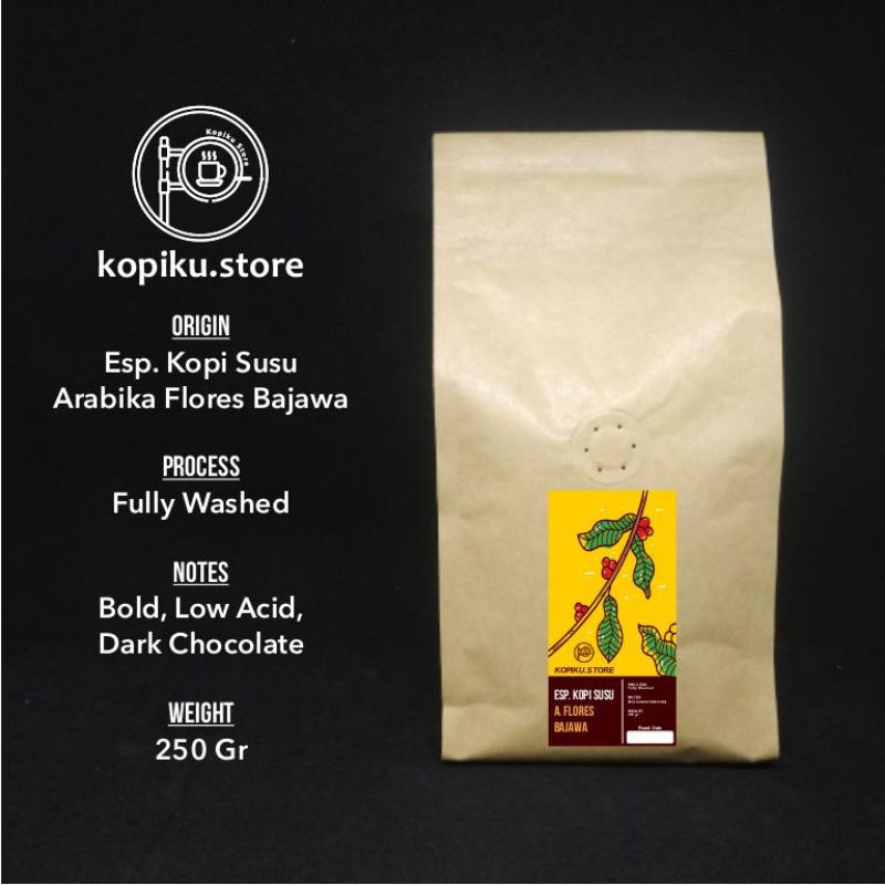 

Dark Roast Arabika Flores Bajawa Kopi Susu 250gr (Biji/Bubuk)