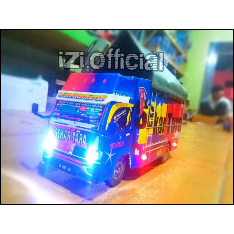 Miniatur Truk Oleng Miniatur Truk Sekar Taro Full Lampu &amp; Terpal Murah Roda Kayu // Truk Oleng