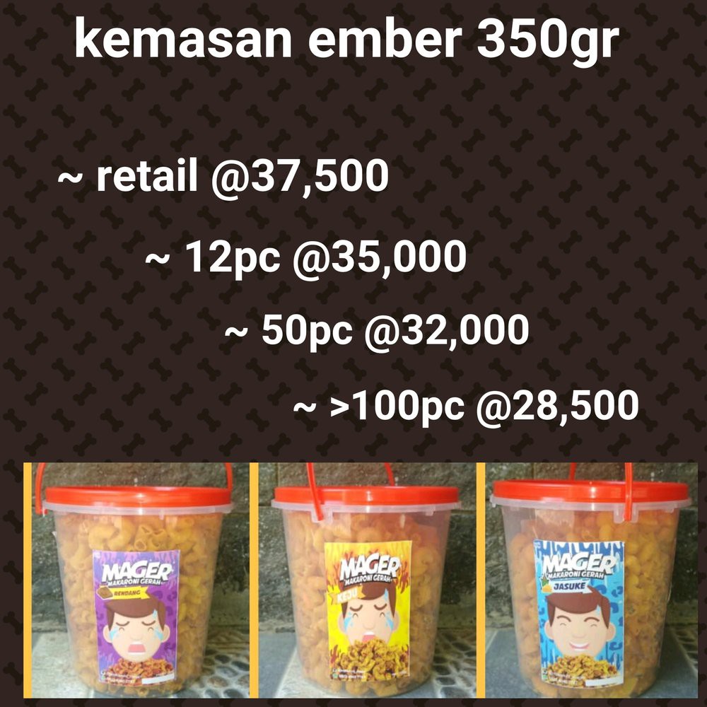 

paket kemasan ember makroni pedas berbagai rasa Termurah