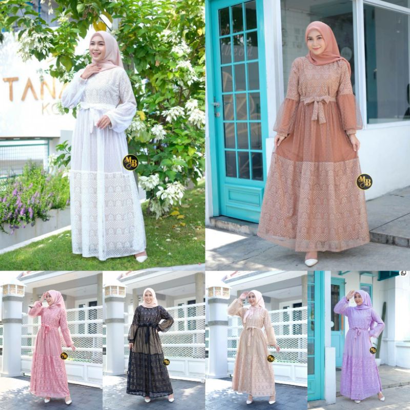 DRESS BRUKAT DEWASA GAMIS PESTA BROKAT TERBARU GOWN GAUN PESTA MEWAH KEKINIAN BAHAN VINTAGE SUPER ADEM