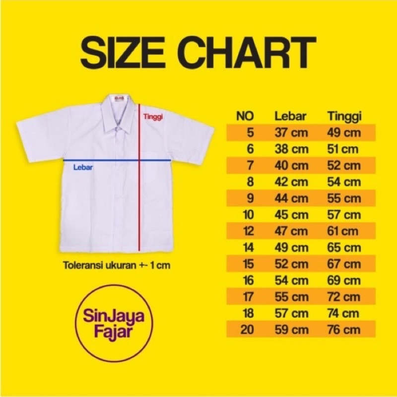 Kemeja Bahan Oxford Pendek Polos SERAGAM Sekolah FAJAR