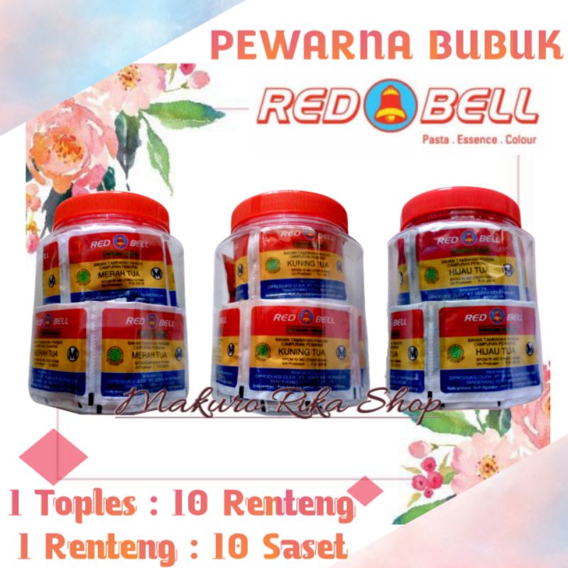 

Pewarna Pangan 1 TOPLES RED BELL KUNING TUA/ RED BELL HIJAU TUA / RED BELL MERAH TUA