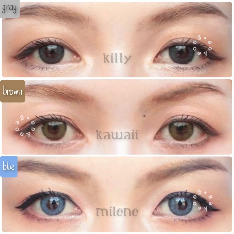 Softlens Kitty Kawaii Milene Warna Gray Brown dan Blue