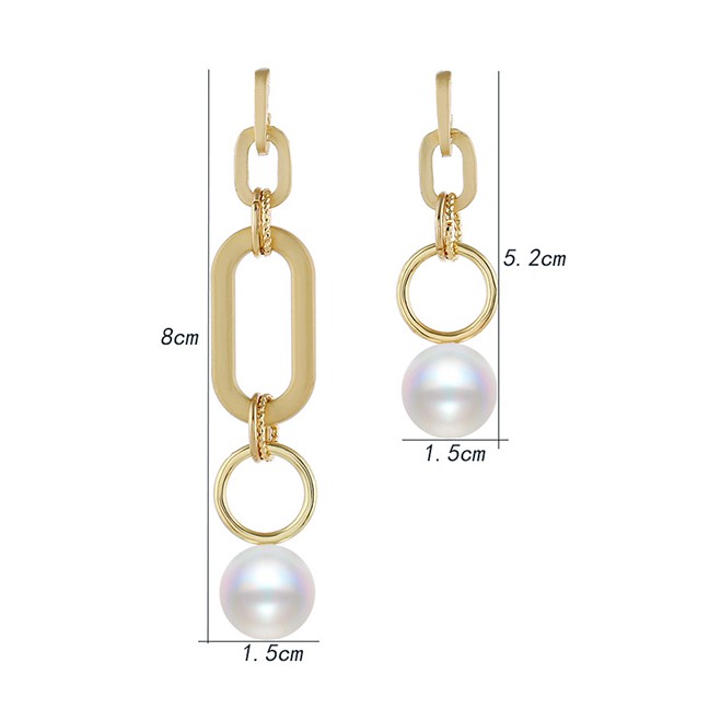 LRC Anting Tusuk  Fashion Gold Alloy Pearl And Diamond Earrings F40671