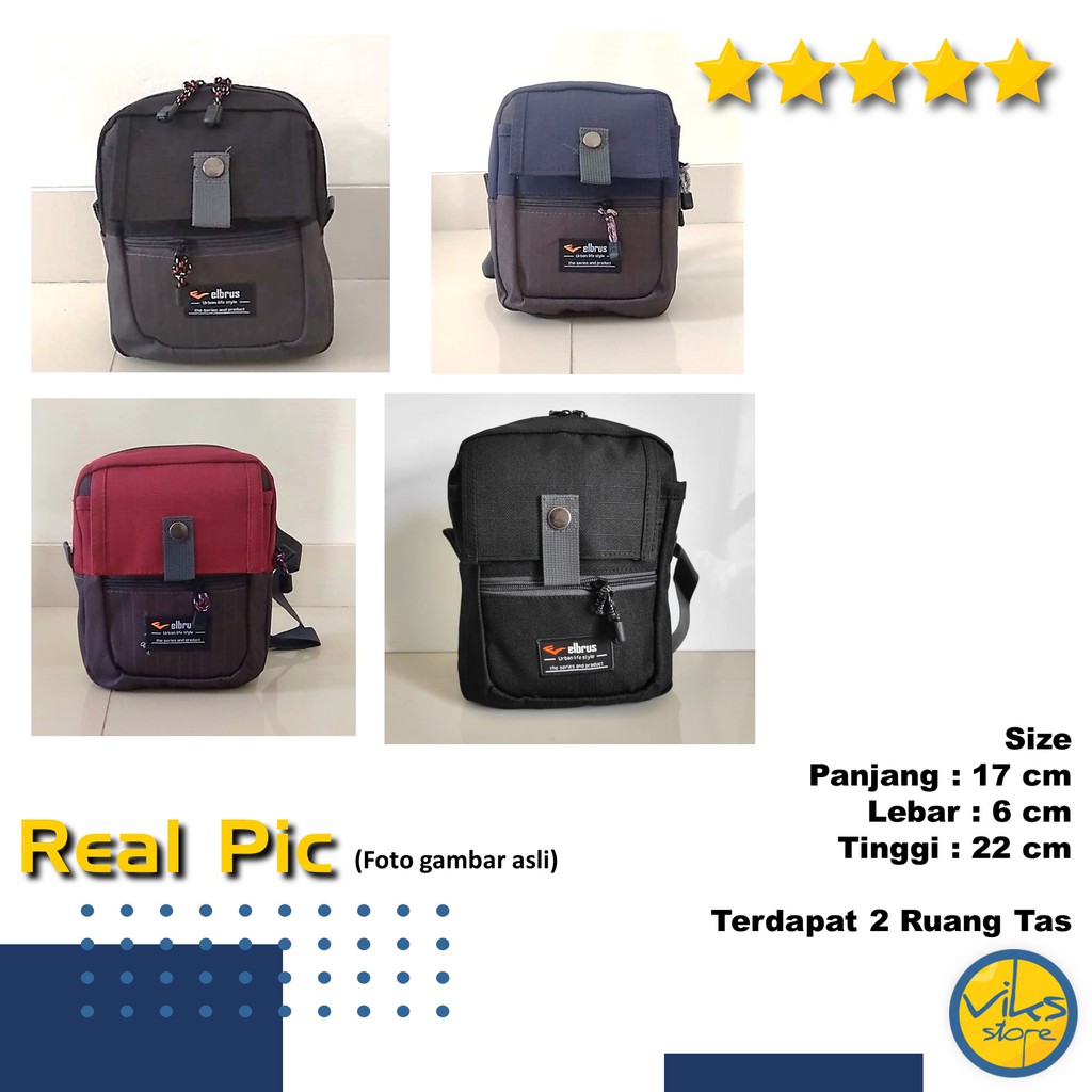 Tas Selempang Pria Cowok Sling Bag Elbrus Original Slingbag Tas Gantung Kecil Hp Dompet Multifungsi Simple