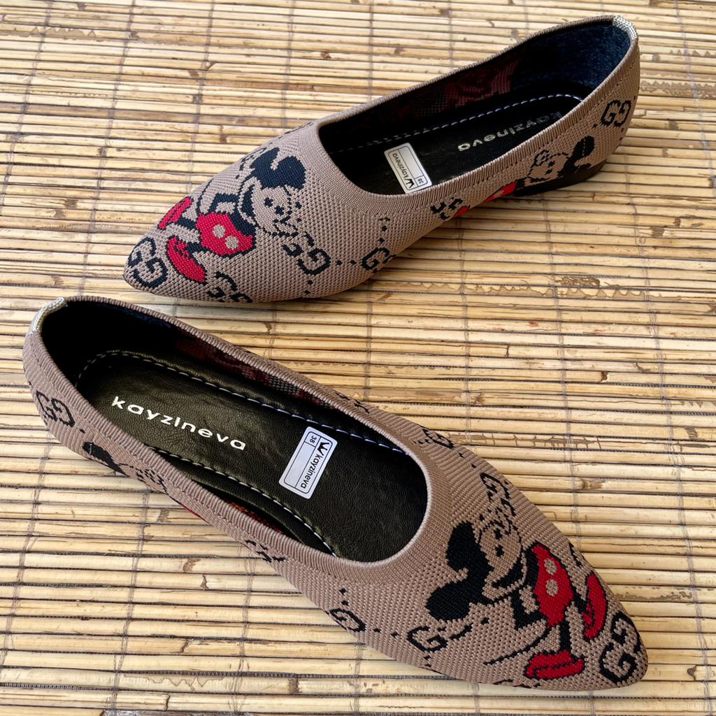 KAYZINEVA | DD-21 Sepatu Flat Wanita Rajut Premium Ujung Lancip