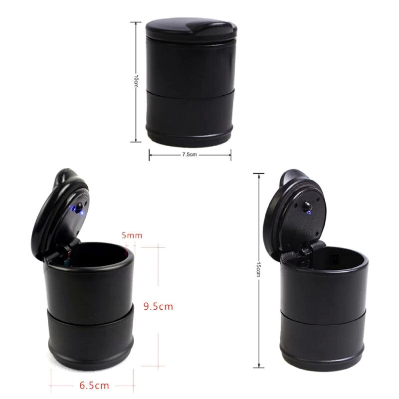 Asbak Mobil LED Portable Car Ashtray Cup Mini Trash Bin Tong Sampah