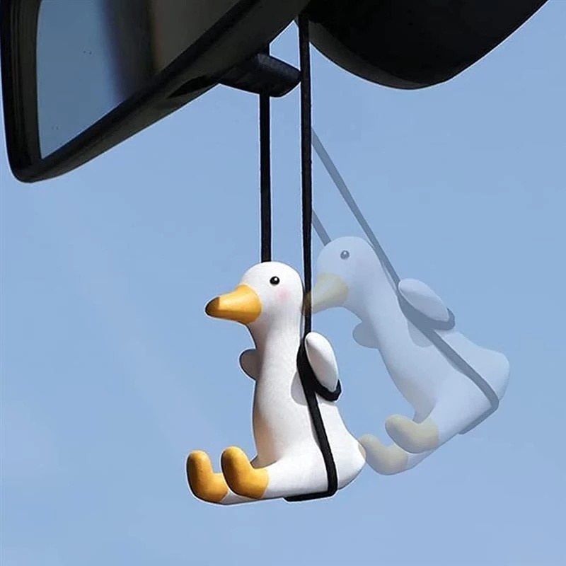 [1 Pcs Car Swing Duck Pendant][Cute Anime Car Accessorie with Hanging Rope]