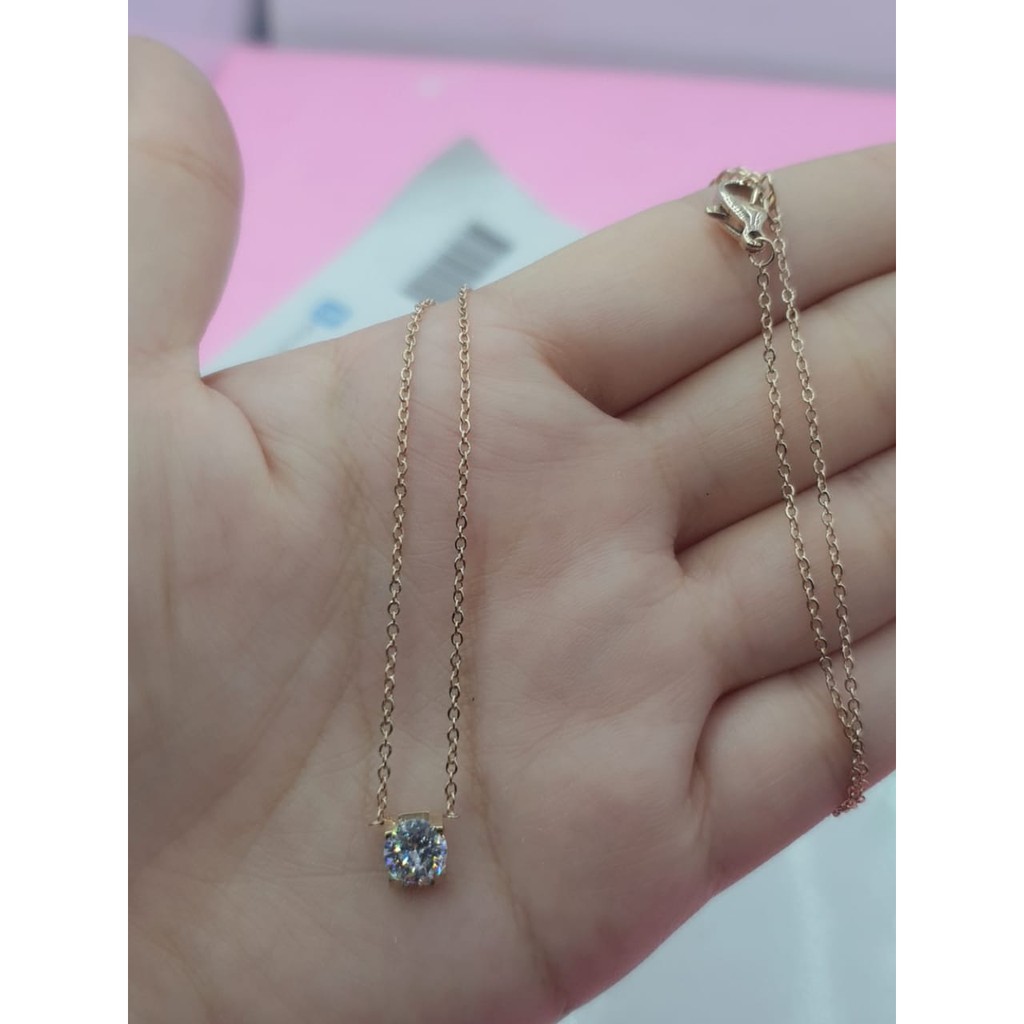 Kalung titanium wanita microdiamond / kalung wanita asli titanium / kalung liontin microdiamond