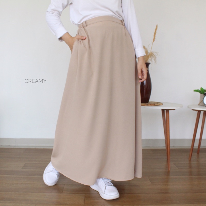 ROK PAYUNG BASIC SKIRT-ZARA-Creamy ZARA LUXURY